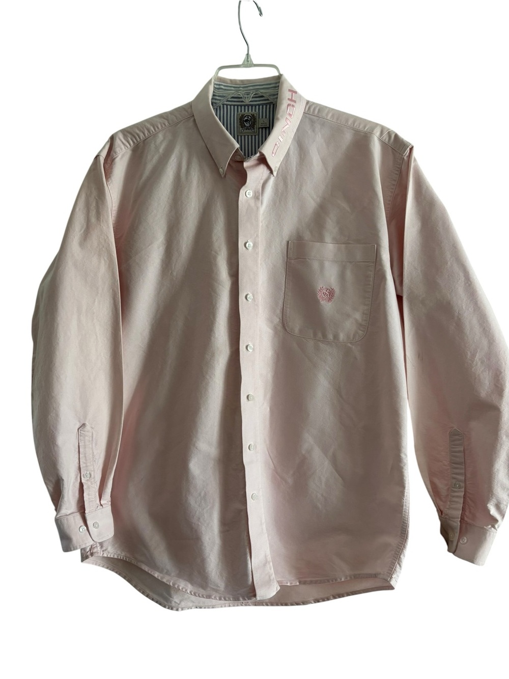 Cinch Large Lg pale pink long sleeve button up shirt. Embroidered. Preloved - Picture 5 of 9